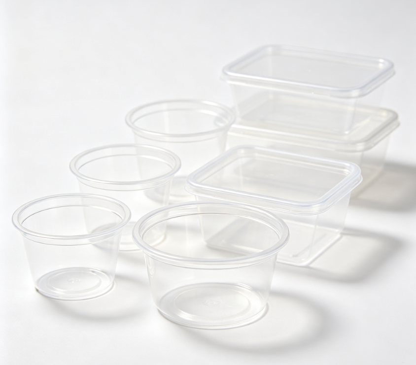 multi size plastic sauce cups with lids | disposable dipping containers wholesale