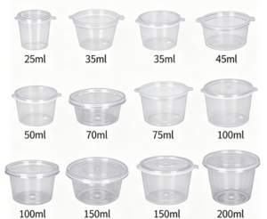 disposable sauce cups with lids | leak proof thick wall food grade portion cups
